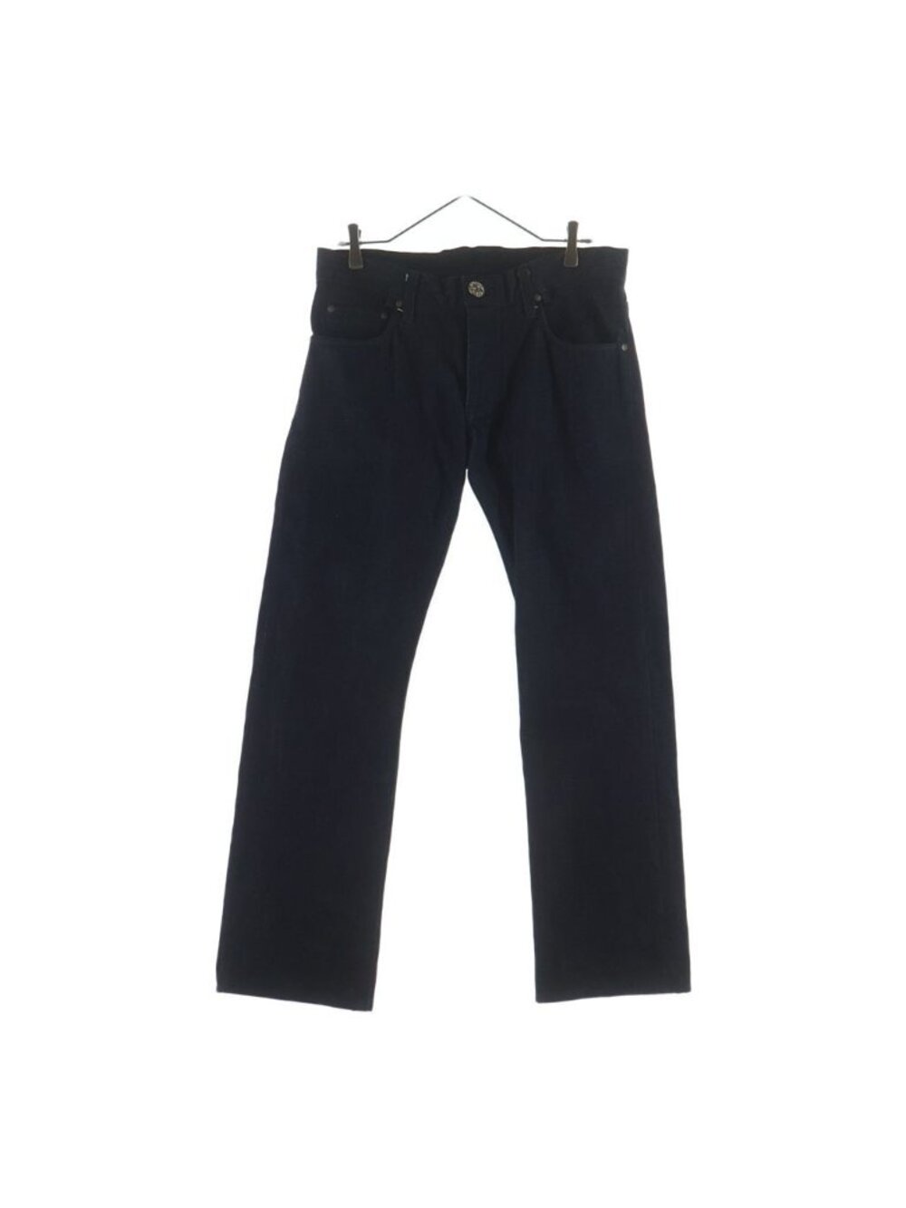 Chrome Hearts Crs Btn Denim Pants Crossball Button Scroll Label Fly Indigo